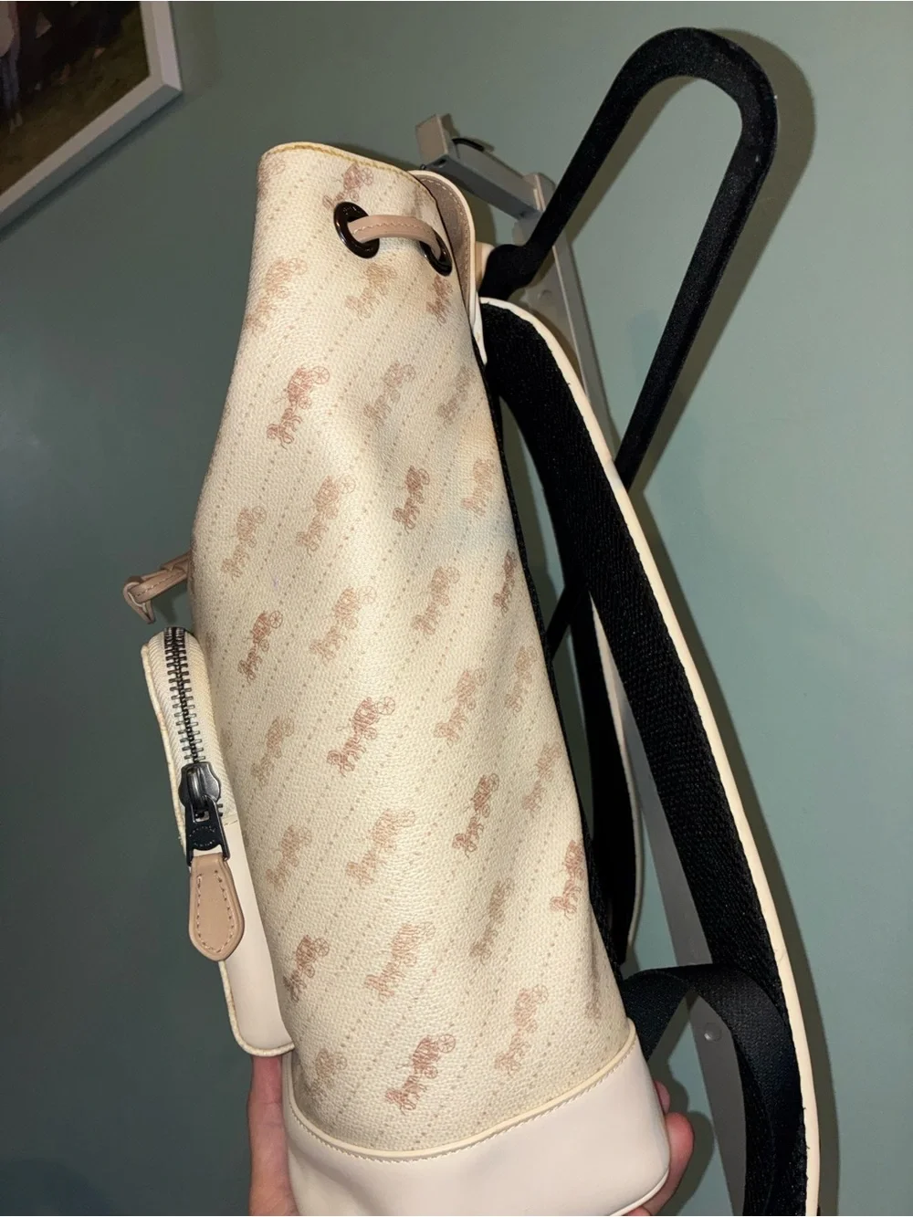 Coach Cream Signature Drawstring Backpack c4135